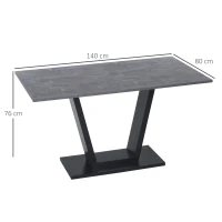 HOMCOM Tavolo da Pranzo per 4-6 persone con Piano Effetto Marmo, 140x80x76cm, Nero(m-3)