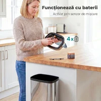 HomCom cos de gunoi din inox cu senzor si infrarosu, 50L | Aosom Ro(m-16)