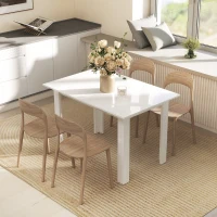 HOMCOM Extending Six-Person High Gloss Dining Table - White(m-10)