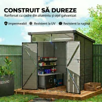 Outsunny Căsuță de Grădină din Plastic pentru Unelte cu Ferestre, Orificii de Aerisire și Încuietoare, 1.9x1.9 m, Gri Deschis(m-9)