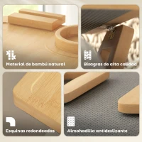 HOMCOM Bandeja de Brazo para Sofá de Bambú Plegable y Flexible con Portavasos Extraíble y Soporte Giratorio para Teléfono(m-8)