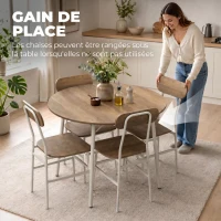 HOMCOM Ensemble table salle à manger avec 4 chaises, table de cuisine avec chaises pour 4 personnes, cadre en métal, naturel(m-5)