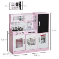 AIYAPLAY Bucătărie de Jucărie din Lemn pentru Copii 3-8 Ani cu Aragaz, Cuptor cu Microunde, Chiuvetă și Accesorii, Roz(m-3)