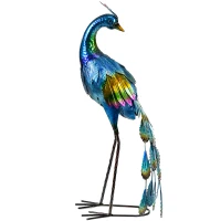 Outsunny Gartenstatur Gartendekoration Pfau, 25 x 29 x 59 cm, Mehrfarbig(m-1)