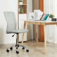 Vinsetto Silla de Escritorio Giratoria sin Brazos Silla de Malla con Altura Ajustable Carga 100 kg 43x58x90-100 cm Gris(m-6)
