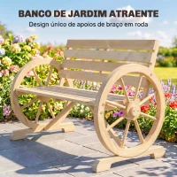 Outsunny Banco de Jardim de Madeira com Apoios em Forma de Roda para 2 Pessoas 105,5x56x79 cm Madeira(m-6)