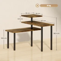 HOMCOM Raft de Bucătărie cu 3 Nivele Rotative Economisitor de Spațiu din Lemn și Oțel, 40x10x36.5 cm, Maro Rustic(m-3)