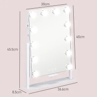 HOMCOM 12 LED bulb Tabletop Makeup Mirror, with Adjustable Settings(m-3)