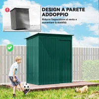 Outsunny Casetta da Giardino in Metallo con Prese d'Aria e Porta Scorrevole, 159x106x181 cm, Verde(m-5)