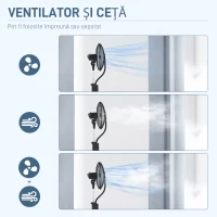HOMCOM, Ventilator pe Picior, cu Pulverizare de Apă, Metal, ABS, 44.5 x 38.5 x 120 cm, Negru(m-4)