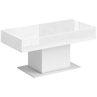 HOMCOM Măsuță de Cafea Extensibilă cu Compartiment Ascuns, Măsuță Modernă Extensibilă cu Picioare Antiderapante, Masă pentru Living sau Birou, 108-178.5x53x49 cm, Alb Lucios