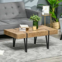 HOMCOM Couchtisch im Industriedesign 105 cm x 60 cm x 42 cm Schwarz + Braun(m-9)