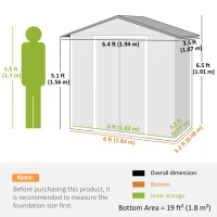 Outsunny 6.5 x 3.5ft Metal Garden Storage Shed - Dark Grey(m-3)