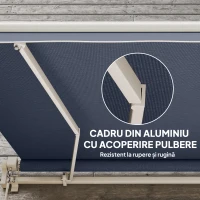Outsunny Copertină Retractabilă pentru Exterior cu Manivelă, 360x250 cm, Gri(m-6)