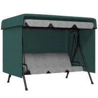 Outsunny Funda Balancín Jardín, Funda Columpio Jardín Exterior, Cubierta de Columpio con Cremallera, Impermeable, 215x155x150 cm, Verde(m-1)