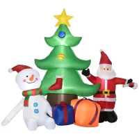 Outsunny Árbol de Navidad Inflable con Luces LED e Inflador Decoración de Interior y Exterior 210x92x190 cm Multicolor(m-11)