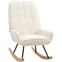 HOMCOM Schaukelstuhl mit Sherpa-Vlies 63 cm x 95cm x 97 cm Natur+ Creme(m-12)