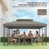 Outsunny Toldo de Recambio 4x3 m con Techo Doble Orificios de Drenaje y Protección UV Solo Toldo NO Incluye Marco Marrón(m-6)