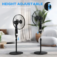 HOMCOM 40 cm Pedestal Standing Floor Fan, Oscillation Cooling Fan with Remote Control, Black(m-8)