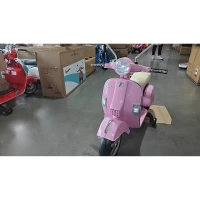 AIYAPLAY Moto Électrique Enfant 12V Vespa PX150 Roues d'Appui 2 Moteurs Suspension Arrière Musique Phares 3 km/h 3-6 Ans Rose(m-3)