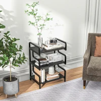 HOMCOM, Raft pentru Imprimantă, cu 3 Niveluri, PAL, Oțel, 55cm x 40cm x 77cm, Negru(m-7)
