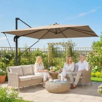 Outsunny Alu Ampelschirm 2,8 x 2,8 cm 360° drehbar neigbar Sonnenschirm mit Kurbel Ständer Abdeckung, Höhenverstellbar(m-10)