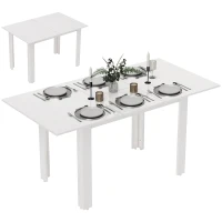 HOMCOM Ausziehbarer Esstisch, 120-160 x 70 cm, verstellbarer Küchentisch für 4-6 Personen, MDF, Hochglanzweiß(m-12)