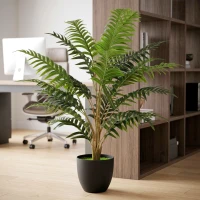 HOMCOM Plantă Artificială de Ferigă cu 20 de Frunze din PEVA, Ramuri Flexibile, Ghiveci Negru din PP și Ciment, Verde(m-2)