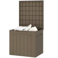 HOMCOM 107 L Plastic Storage Chest with Lid - Dark Brown(m-11)