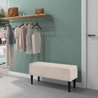 HOMCOM Panca Fondoletto con Vano Contenitore da 57L e Rivestimento Bouclé, 95x38x45 cm, Beige(m-10)