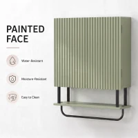 HOMCOM Bathroom Wall Cabinet Modern Space Saver Wall Mounted Cabinet Doors Storage Green(m-7)