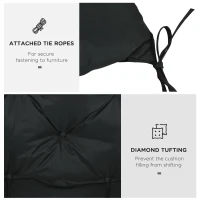 Outsunny 2 Seater Bench Cushion - Garden Chair Cushion with Back and Ties for Indoor and Outdoor Use, 98 x 100 cm, Black(m-6)