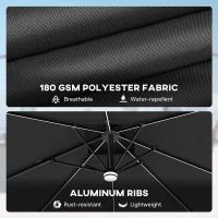 Outsunny 2.5m Cantilever Parasol with Solar Powered LED Lights, 360° Rotation, Tilt Adjustment, Crank Handle, Dark Grey(m-6)