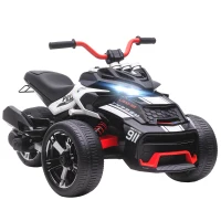 AIYAPLAY Quadricilo Elétrico para Crianças 12V com 2 Motores Velocidade até 5 km/h 3 Rodas Faróis Buzina Música 113x74x63 cm Preto e Branco(m-1)