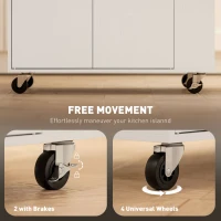 HOMCOM Rolling Kitchen Island with 3-Tier Spice Rack, Kitchen Storage Cart with Drawer and Towel Rack, White(m-6)
