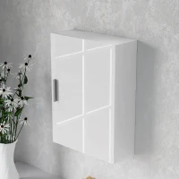 HOMCOM Dulap de Perete pentru Baie din Lemn cu 3 Rafturi Reglabile din Sticlă pe 3 Niveluri, 40x15x55 cm, Alb(m-7)