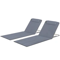 Outsunny Lot de 2 Tapis de Plage rembourré - lot de 2 Matelas de Plage - nattes de Plage - Dossier inclinable(m-11)