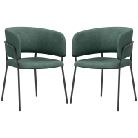 HOMCOM Set 2 Sedie da Pranzo Imbottite 57x53x73 cm Verde