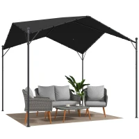 Outsunny Pergola Pavillon 3x3m Wasserabweisend Stabil winterfest Sonnenschutz mit Satteldach Dreiecksverstrebungen(m-12)