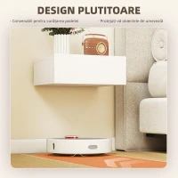 HOMCOM Set de 2 Noptiere Suspendate Moderne cu Sertar din Lemn, 40x30x15cm, Alb(m-4)