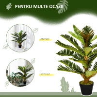 HOMCOM Palmier Artificial cu 18 Frunze și Ghiveci Inclus pentru Interior, Înălțime 85 cm, Verde(m-5)