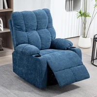 HOMCOM Relaxsessel mit Fußstütze, Liegesessel, drehbar, bis 150 kg, Stahlrahmen, 88x96x108cm, Dunkelblau(m-10)