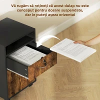 HOMCOM Mobile per Ufficio con Ripiano Aperto, Cassetto con Serratura e Armadietto, 40x35x60 cm, Marrone(m-8)
