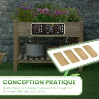 Outsunny Jardinière surélevée avec Étagère de Rangement en Bois, Carré Potager sur Pied surélevé, 113 x 56 x 84 cm, vert(m-6)