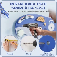 AIYAPLAY Panou Montessori de Perete pentru Copii de peste 2 Ani, Albastru(m-7)