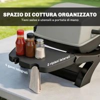 Outsunny barbecue elettrico 2300W, portatile da tavolo con ripiani laterali, colore nero.(m-6)