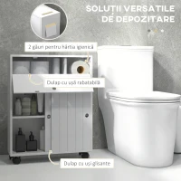 kleankin Dulap Economisitor de Spațiu pentru Baie cu Rafturi Reglabile și Roți, Alb(m-4)