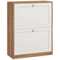 HOMCOM Dulap slim pentru pantofi cu 3 rafturi reglabile pe 2 niveluri pentru 12 perechi, din PAL și MDF, 60x24,5x75,5 cm(m-11)