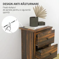 HOMCOM Noptieră cu 3 sertare în stil rustic din lemn, 40x30x74 cm, maro(m-5)