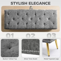 HOMCOM Storage Ottoman, Chenille Upholstered Ottoman Storage Box with Padded Seat, Metal Legs, 114 x 41 x 45 cm, Grey(m-6)